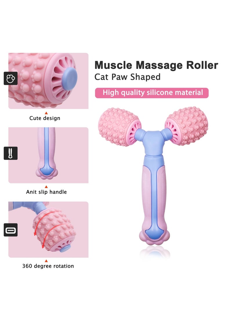 سيوسي أسطوانة تدليك العضلات لاسترخاء العضلات، مصممة لليوجا والبيلاتيس، وتخفف من آلام العضلات، عصا تدليك السيليكون لراحة عضلات الساق، أداة تشكيل الجسم (وردي) - Image 4